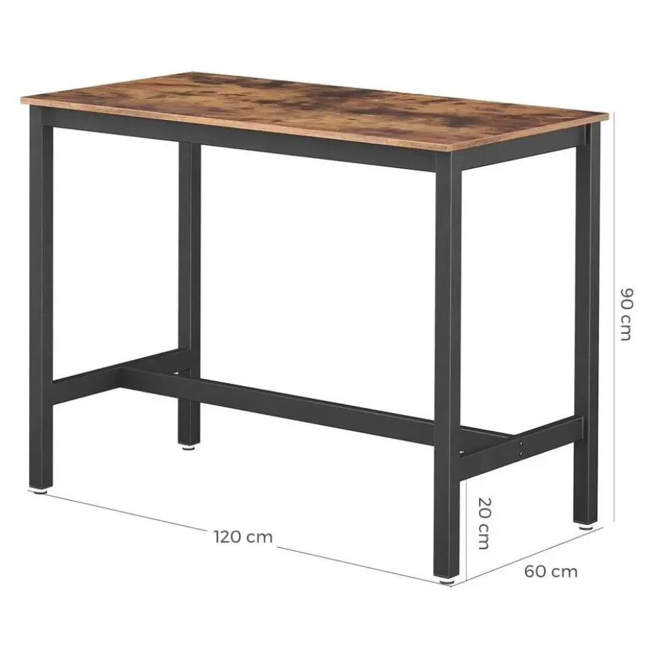 Parya Home - Stabiele Bartafel - Metaal/Spaanplaat - Bruin/Zwart