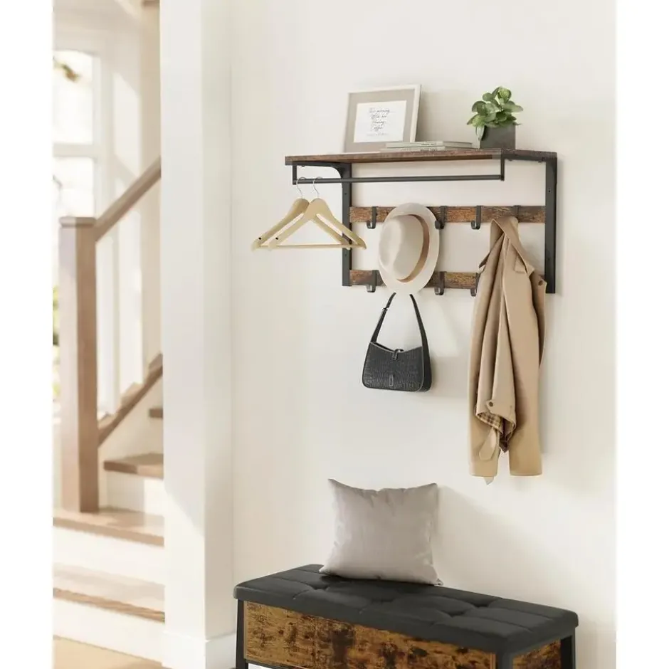 Parya Home Wandkapstok met Plank – wandplank met 10 haken