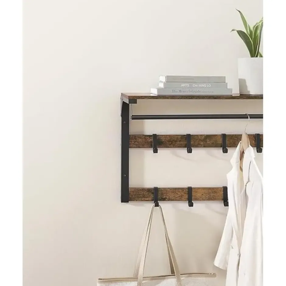 Parya Home Wandkapstok met Plank – wandplank met 10 haken
