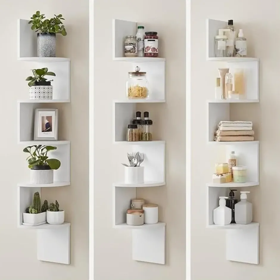 Parya Home Wandplank - 5 planken - Vintage - Wit