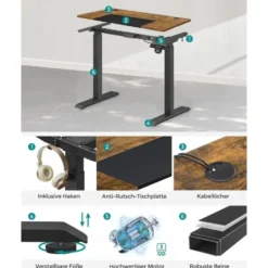 Parya Staand Bureau Elektrisch - Verstelbaar 120 x 60 cm