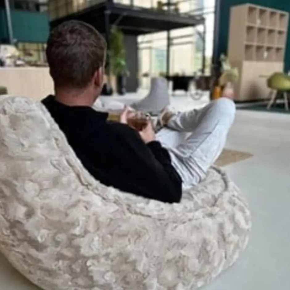Parya Stoel Zitzak Bont - Zitzakfauteuil - Woonkamerzitzak - Beige - Senior