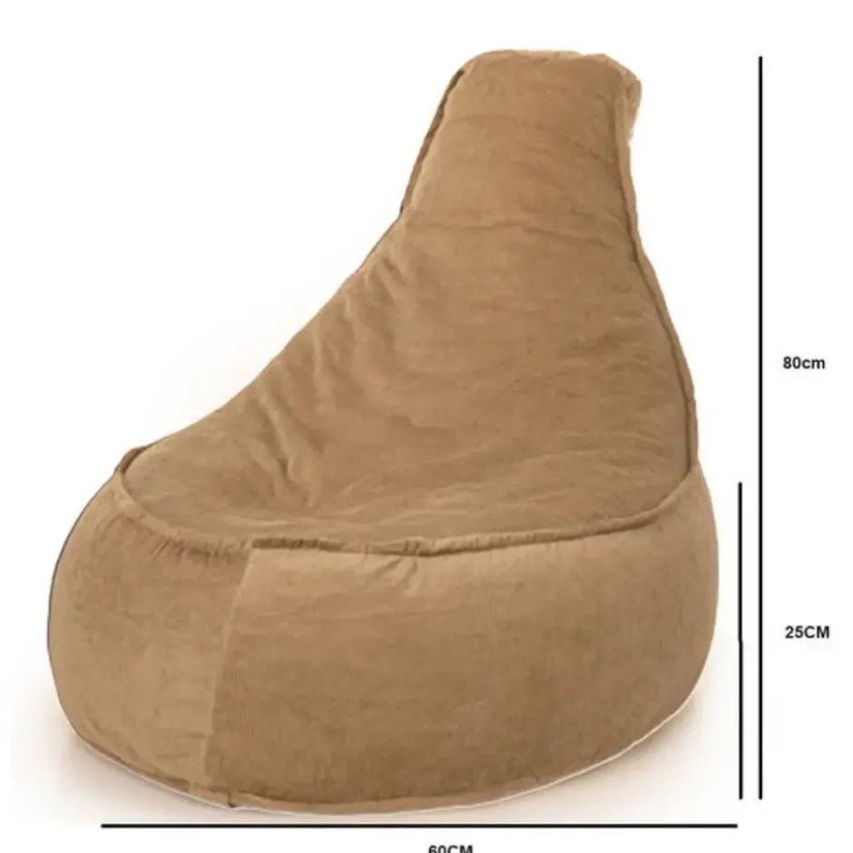 Parya Stoel Zitzak Ribstof - Zitzakfauteuil - Woonkamerzitzak – Camel