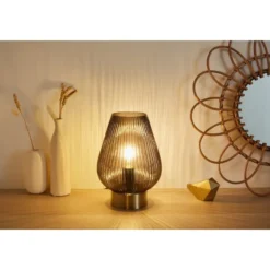 Pauleen Crystal Gloom Tafellamp - E14 - Rookglas/Messing