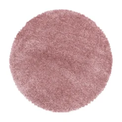 Pearl Soft Rond Hoogpolig Vloerkleed Roze - 160 CM Ø