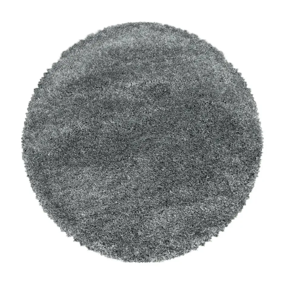 Pearl Soft Rond Hoogpolig Vloerkleed Grijs - 120 CM Ø