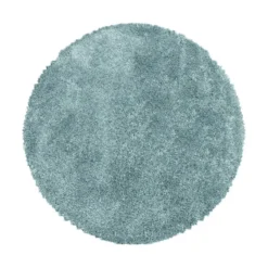 Pearl Soft Rond Hoogpolig Vloerkleed Blauw - 200 CM Ø