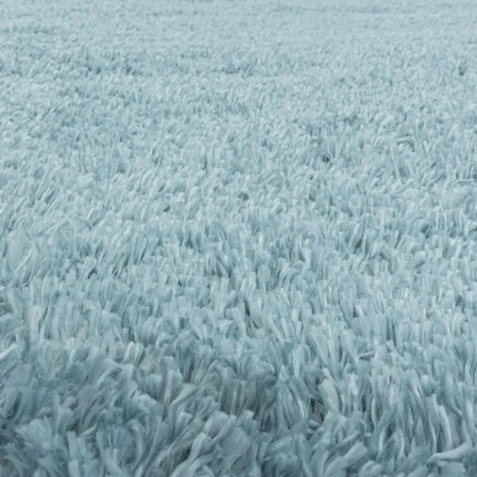 Pearl Soft Rond Hoogpolig Vloerkleed Blauw - 200 CM Ø