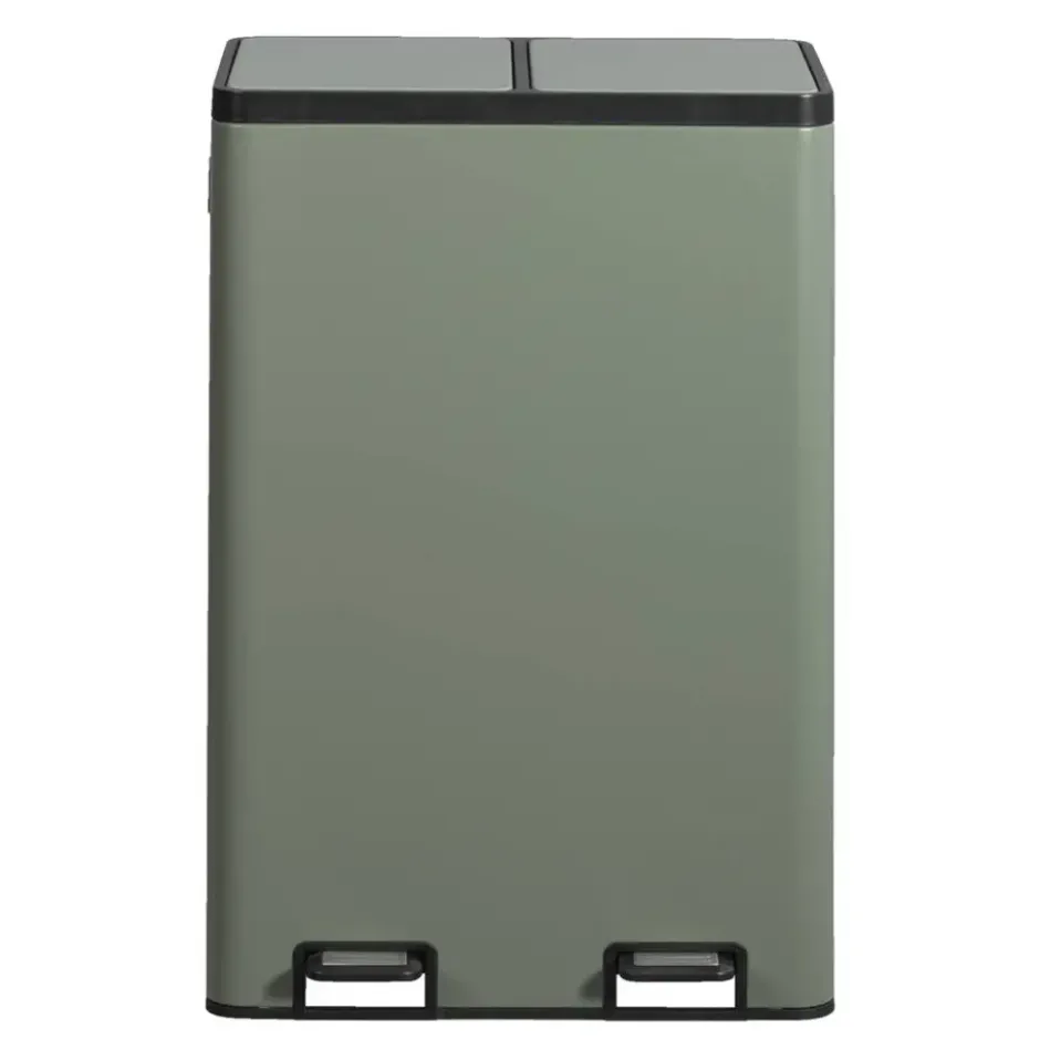 Pedaalemmer Duo - groen - metaal - 60 liter