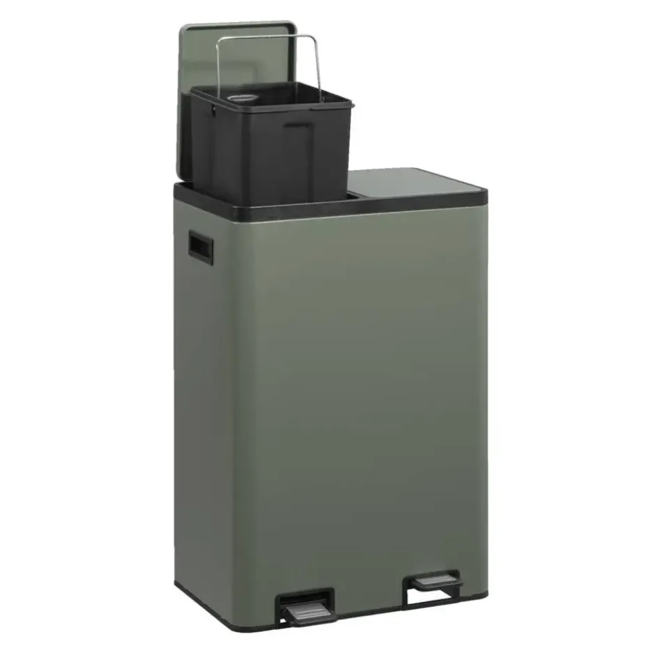 Pedaalemmer Duo - groen - metaal - 60 liter