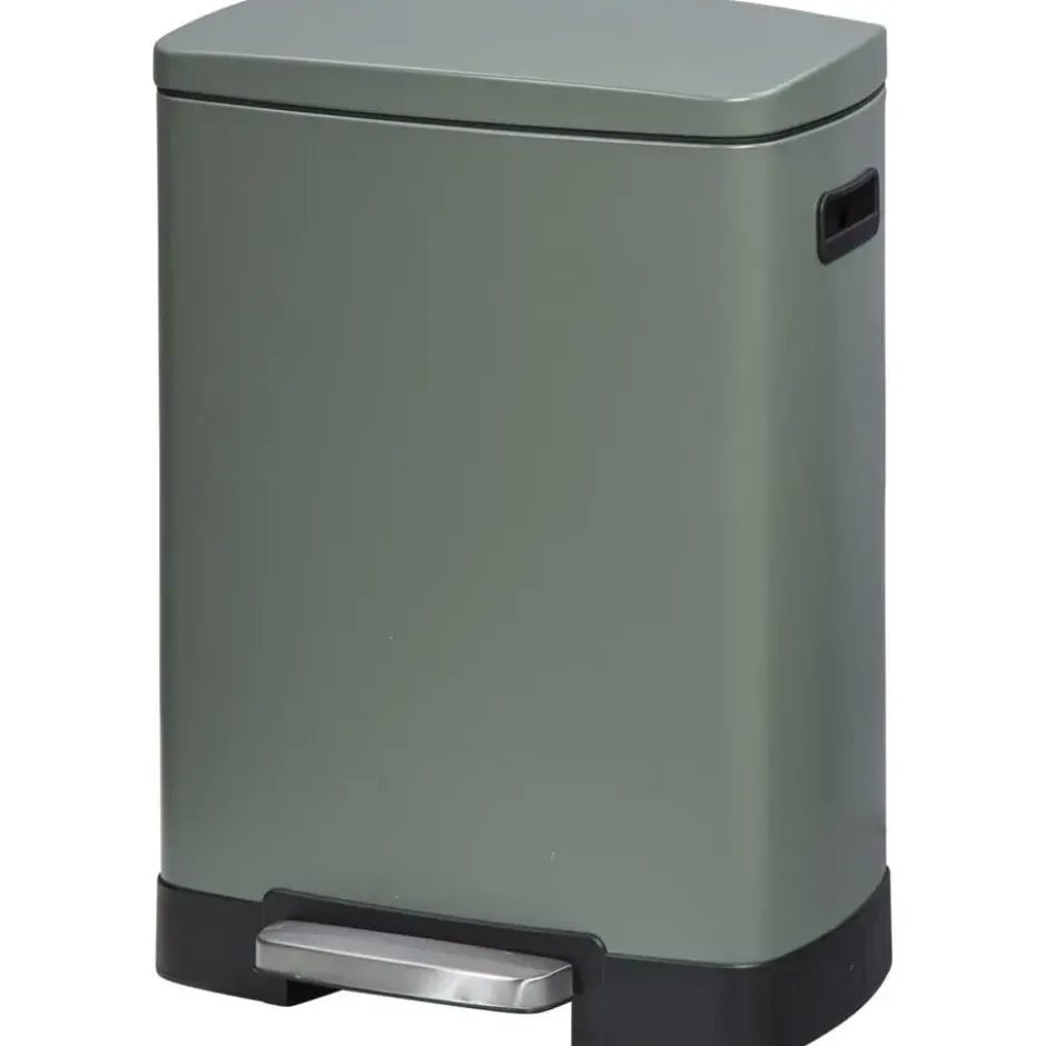 Pedaalemmer Paco - groen metaal - 25L+15L