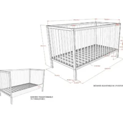 Peuterbed Dino 70x140cm - verstelbaar - dennenhout