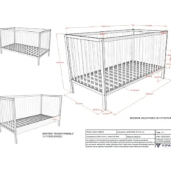 Peuterbed Dino 70x140cm - verstelbaar - dennenhout