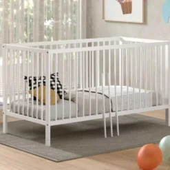 Peuterbed Dino 70x140cm - verstelbaar - wit dennenhout
