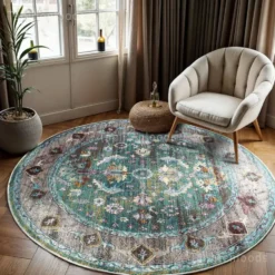 Picasso Pablo Vintage Rond Vloerkleed Groen / Multi - 200 CM Ø