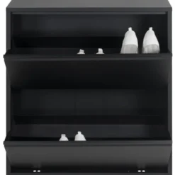 Pippen industrieel schoenenkast 2 vakken zwart metaal - 22,5x75x77,5 cm