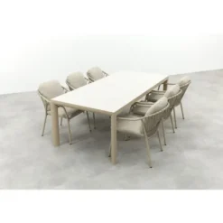 Pisa/Kings rope tuinset voor 6 personen 220x100 cm. - Latte