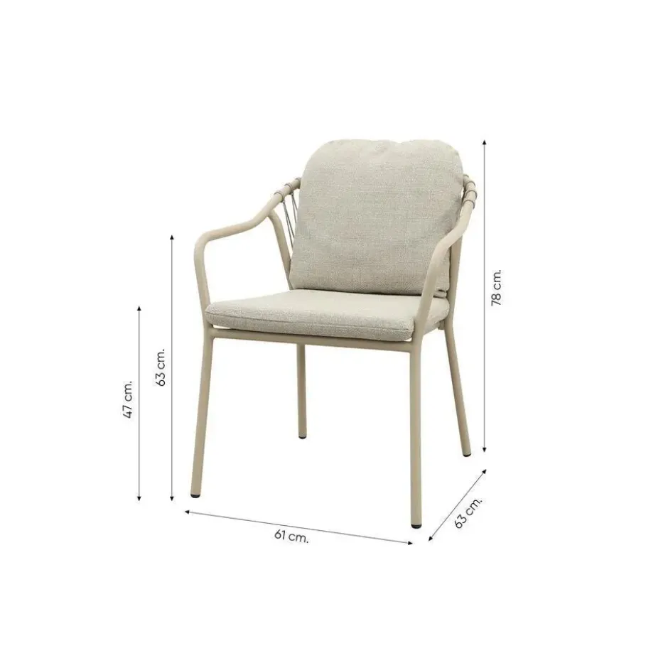 Pisa/Kings rope tuinset voor 6 personen 220x100 cm. - Latte