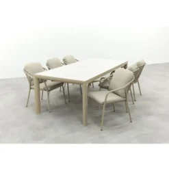 Pisa/Kings rope tuinset voor 6 personen 220x100 cm. - Latte