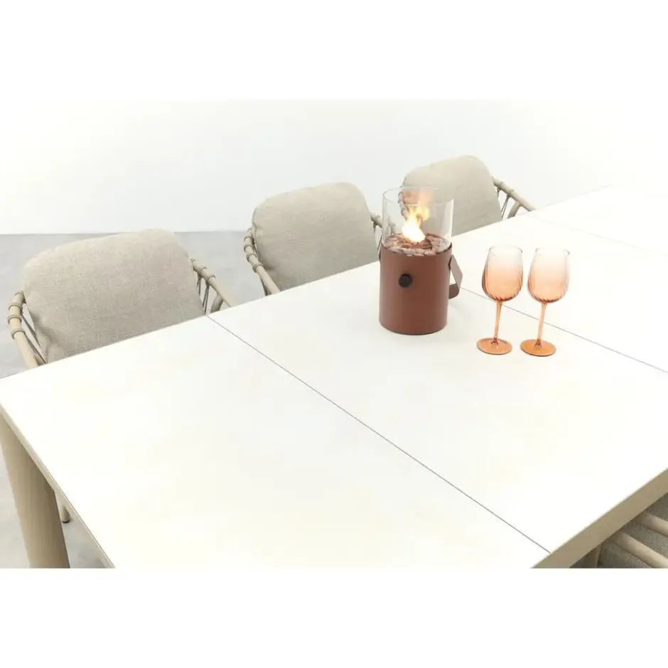 Pisa/Kings rope tuinset voor 6 personen 220x100 cm. - Latte