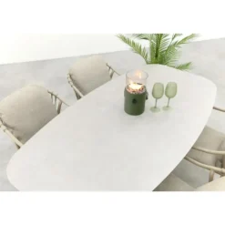 Pisa/Taste Manolo Deens ovale 4-persoons tuinset 180x95 cm. - Latte