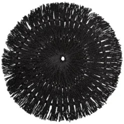 Placemat Raffia - zwart - D38 cm - rond - tafel onderleggers