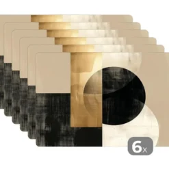 Placemat 6 stuks 45x30 cm Abstract - Modern - Zwart - Goud