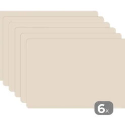 Placemat 6 stuks 45x30 cm Beige - Effen kleur