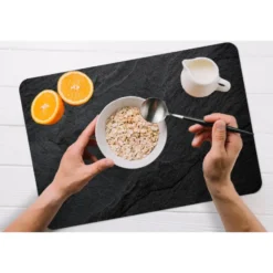 Placemat 6 stuks 45x30 cm Beton - Zwart - Industrieel
