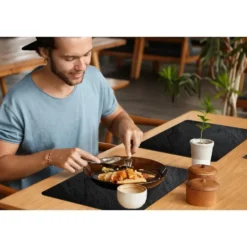 Placemat 6 stuks 45x30 cm Beton - Zwart - Industrieel