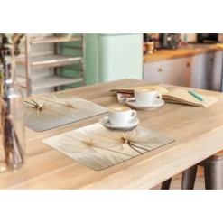 Placemat 6 stuks 45x30 cm Bloemen - Beige - Natuur