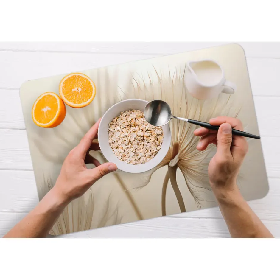 Placemat 6 stuks 45x30 cm Bloemen - Beige - Natuur
