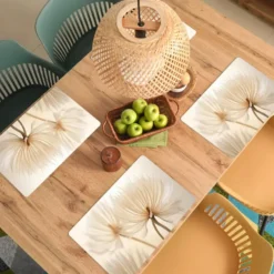 Placemat 6 stuks 45x30 cm Bloemen - Beige - Natuur