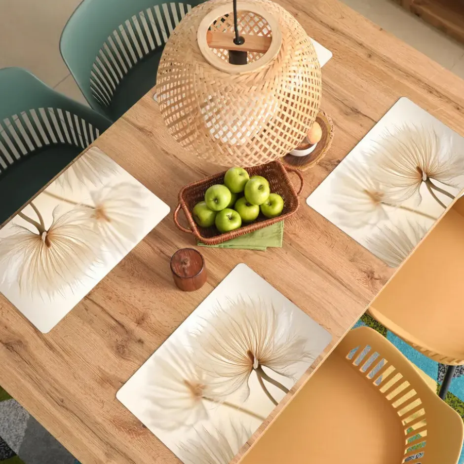 Placemat 6 stuks 45x30 cm Bloemen - Beige - Natuur