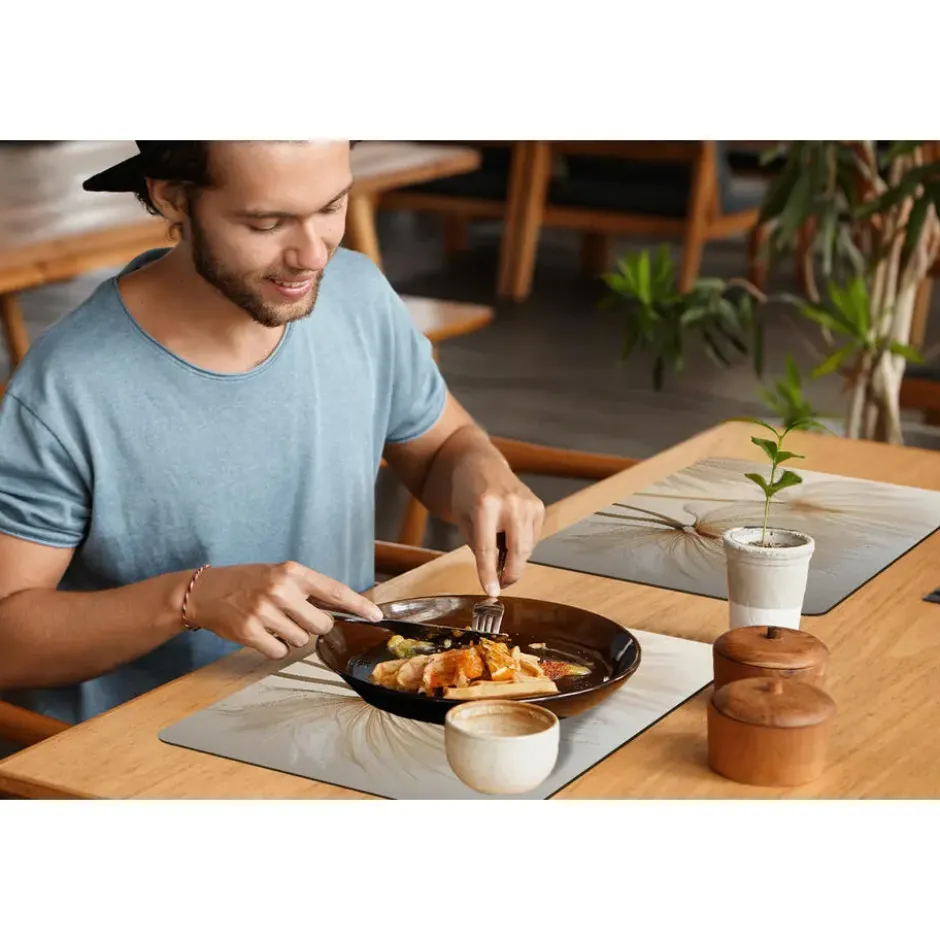 Placemat 6 stuks 45x30 cm Bloemen - Beige - Natuur