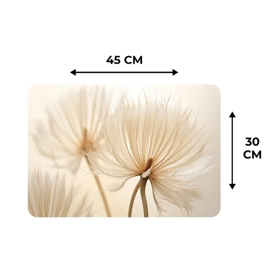 Placemat 6 stuks 45x30 cm Bloemen - Beige - Natuur