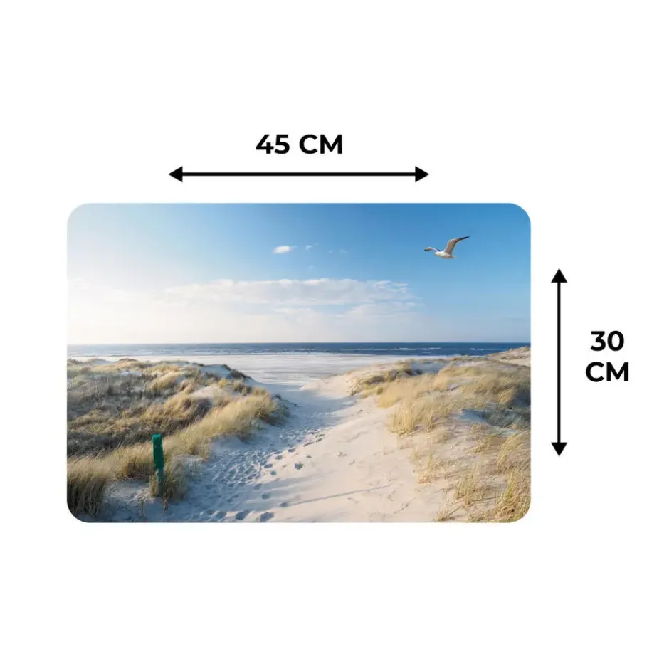 Placemat 6 stuks 45x30 cm Duin - Meeuw - Strand - Zee - Zon