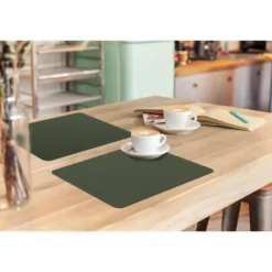 Placemat 6 stuks 45x30 cm Groen - Effen kleur - Olijfgroen
