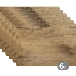 Placemat 6 stuks 45x30 cm Hout - Bruin - Houtlook
