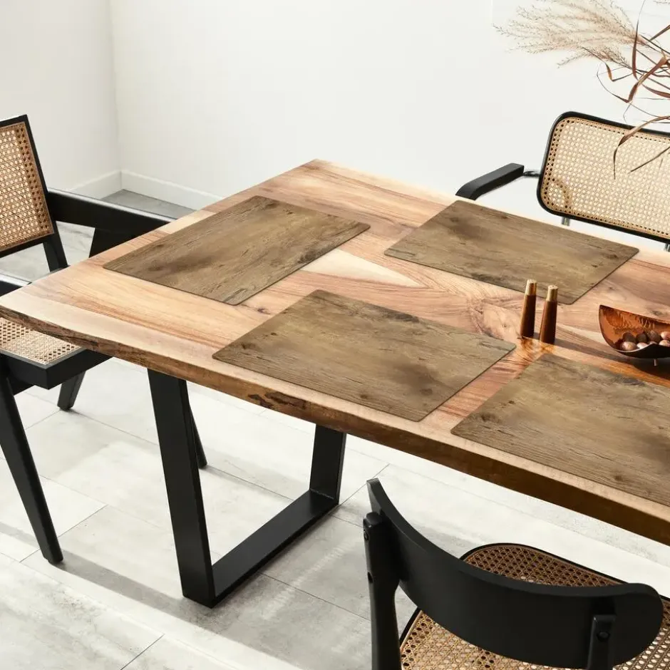 Placemat 6 stuks 45x30 cm Hout - Bruin - Houtlook