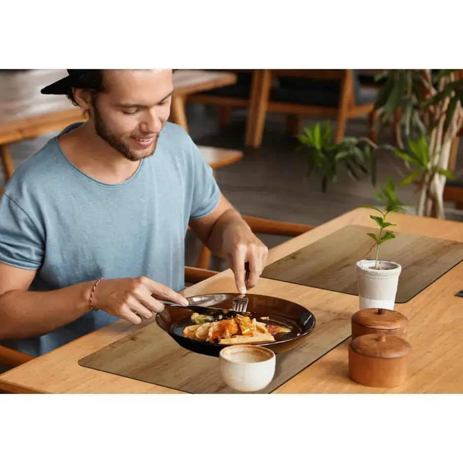 Placemat 6 stuks 45x30 cm Houtlook - Bruin - Hout