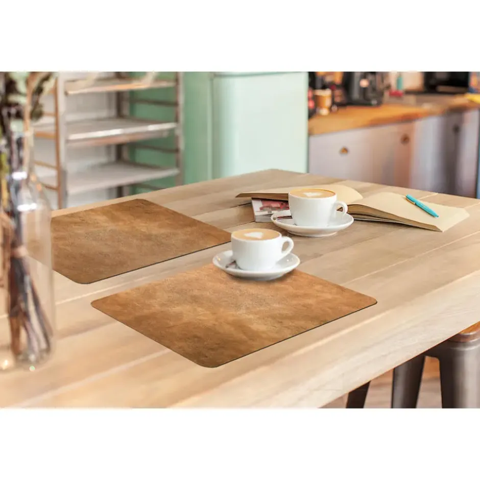 Placemat 6 stuks 45x30 cm Leer - Structuur - Lederlook - Bruin