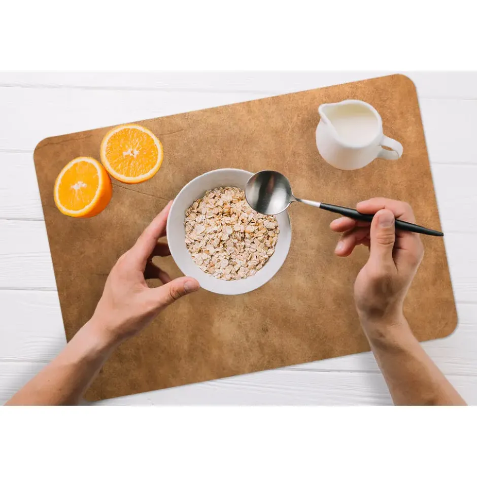 Placemat 6 stuks 45x30 cm Leer - Structuur - Lederlook - Bruin