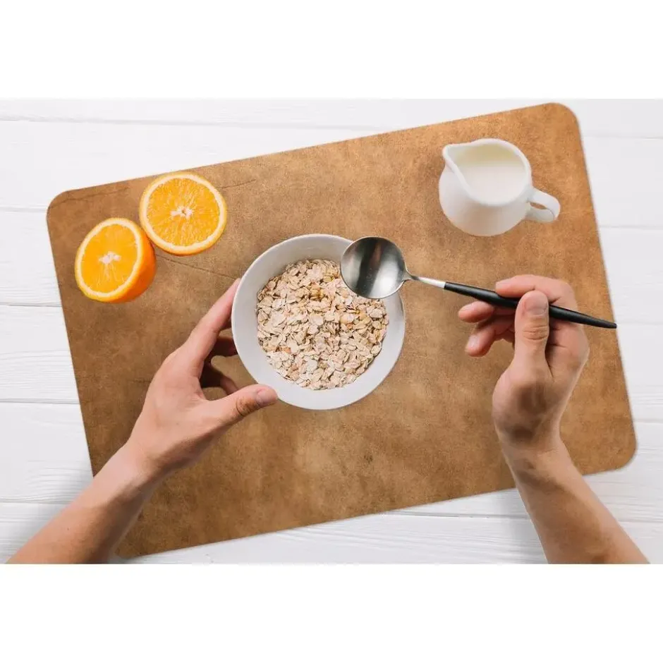 Placemat 6 stuks 45x30 cm Leer - Structuur - Lederlook - Bruin