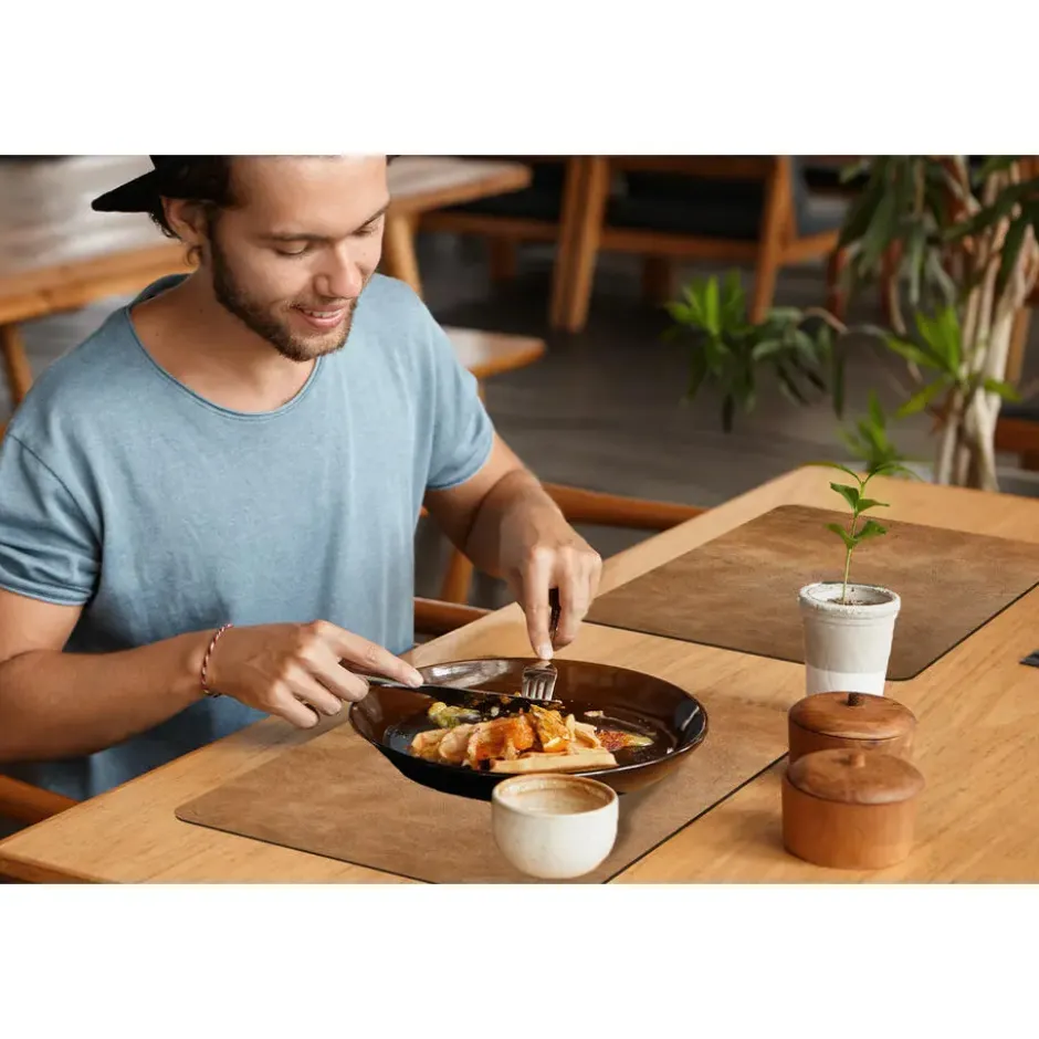 Placemat 6 stuks 45x30 cm Leer - Structuur - Lederlook - Bruin