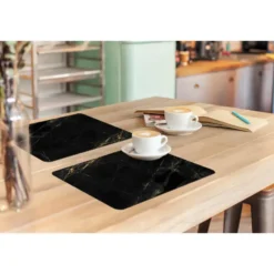 Placemat 6 stuks 45x30 cm Marmer look - Luxe - Zwart - Goud