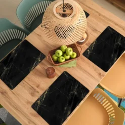Placemat 6 stuks 45x30 cm Marmer look - Luxe - Zwart - Goud