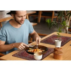 Placemat 6 stuks 45x30 cm Perzisch Tapijt - Vloerkleed - Patronen - Rood