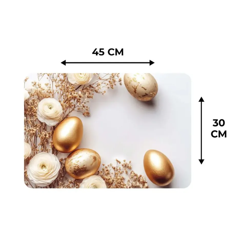 Placemat 6 stuks 45x30 cm Rozen - Paaseieren - Droogbloemen - Goud