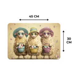 Placemat 6 stuks 45x30 cm Schaapjes - Eieren - Bloemen - Pasen
